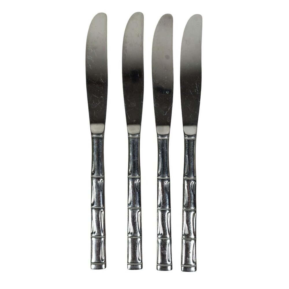 Reed & Barton Rebacraft Stainless Steel Bamboo Dinner Knives Set Of 4
